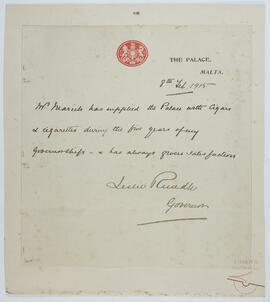 Testimonial letter from Sir Leslie Rundle.