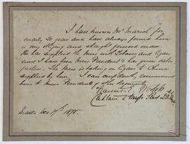 Testimonial letter from Mess President F.E. Webb, 23rd Regiment.