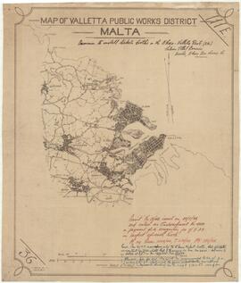 Plan showing in red the positions of the three ticket kiosks Birkirkara Bus Company was permitted to erect in Valletta, Hamrun and Birkirkara (refer to PDM 63536-