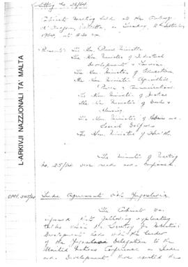 Minutes of Cabinet Meeting held on 8 September 1964