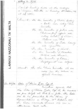 Minutes of Cabinet Meeting held on 6 October 1969