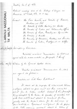 Minutes of Cabinet Meeting held on 12 March 1970