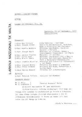 Minutes of Cabinet Meeting held on 13 September 1977