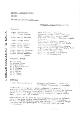 Minutes of Cabinet Meeting held on 9 November 1978