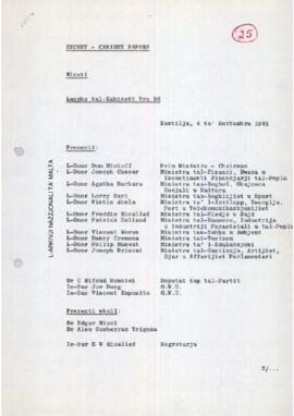 Minutes of Cabinet Meeting held on 4 September 1981