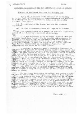 Disposal of Government Dwellings and Building Land