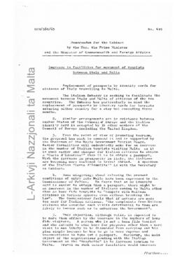 Increase in facilities for movement of tourists between Italy and Malta