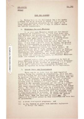 Remarks on the present political situation in the light of our Party programme and of what we hope to achieve during the current legislature
