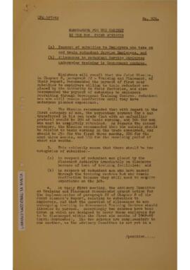 Payment of subsidies to Employers who take on and train redundant Service Employees and Allowances to redundant Service Employees training in Government centres