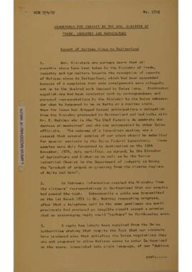 Export of Maltese Wines to Switzerland