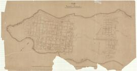 Plan of Valletta and Floriana with detailed road elevation measurements.