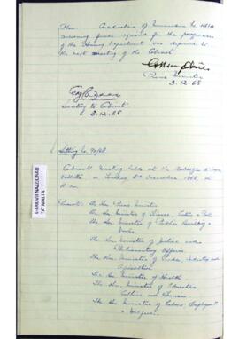 Minutes of Cabinet Meeting held on 3 December 1968